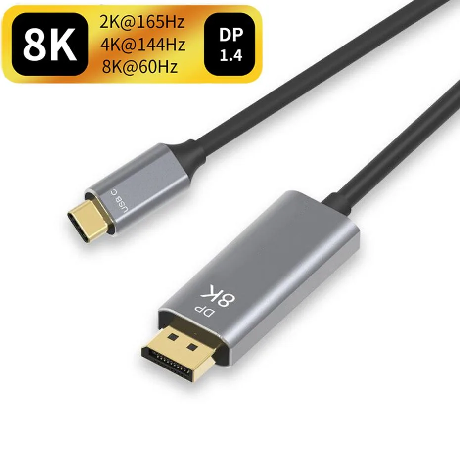 ESTONE ESTONE BK-CD2 USB-C to DisplayPort 1.4 cable 10 ft 8K 60Hz 4K 144Hz 32.4Gbps HBR3 DSC 1.2 Black — product photo