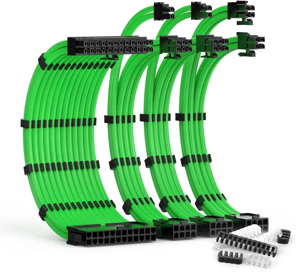 BUCIER BUCIER PSU Cable Extension Kit 30cm 24-pin 8-pin EPS 2x8-pin PCIe Green — product photo