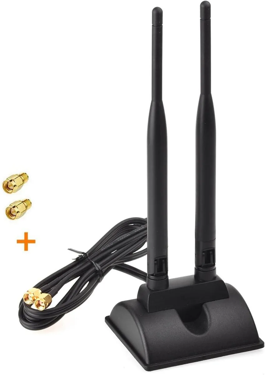 KEHIPI KEHIPI 2.4GHz 5.8GHz Dual Band WiFi Antenna RP-SMA Male (2-Pack) with Adapter — product photo