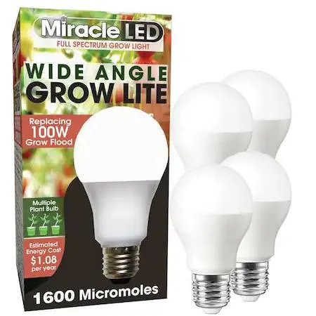 Frosted A19 LED grow bulb with transparent finish