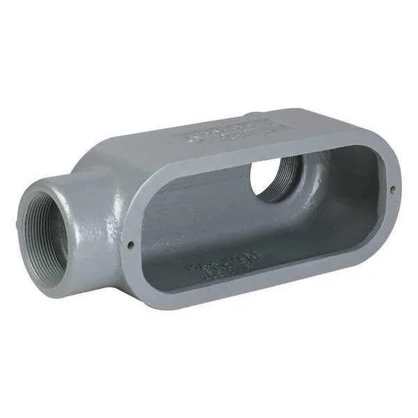 Gray iron LL conduit body, powder-coated finish, 90-degree threaded hub, 5.0 cu in capacity