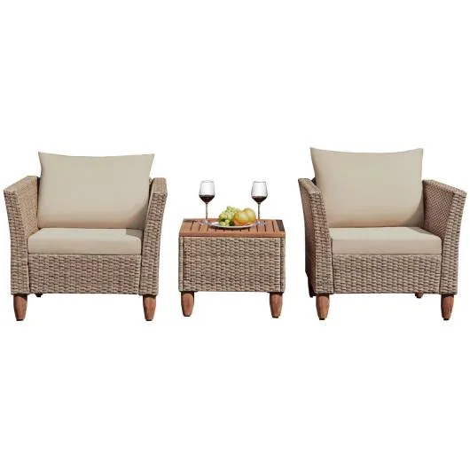 SlickBlue SlickBlue 3-Piece Patio Rattan Furniture Set Beige 29x27x28 20x20x16 — product photo