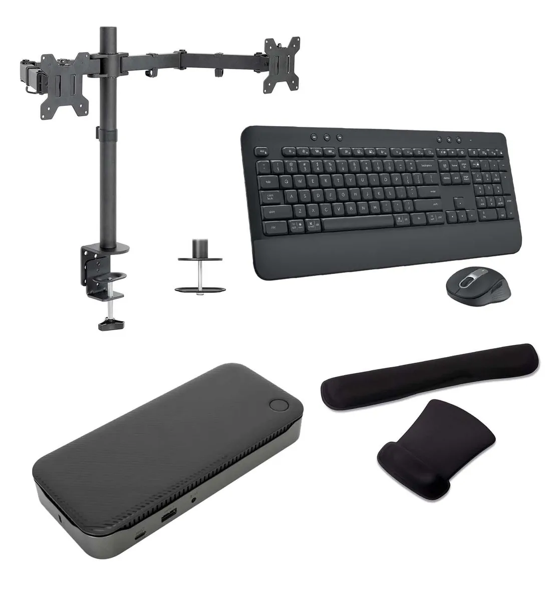 Targus Targus USB-C Quad 4K 100W Dock Bundle with Stand, MK650, Gel Pad — product photo