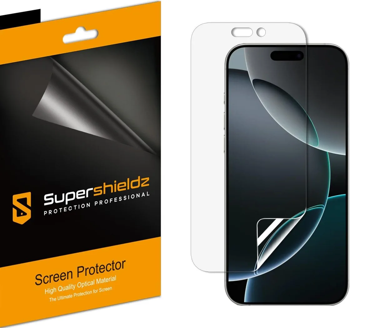 Three clear PET screen protectors with gloss finish for 6.3 inch iPhone 16 and 17 Pro