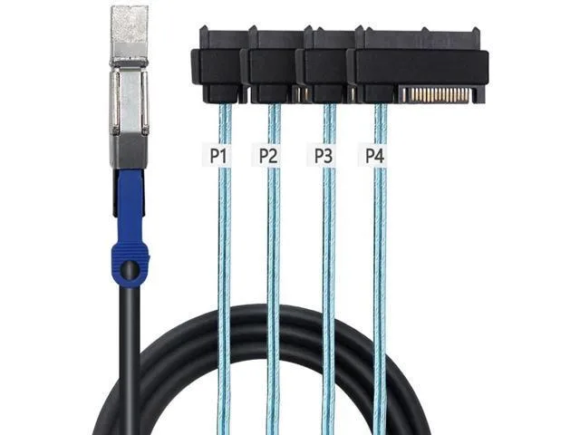 Fervit Fervit Mini SAS HD SFF8644 to Dual SFF8482 29Pin SATA Cable 12Gbps 28AWG .5M — product photo