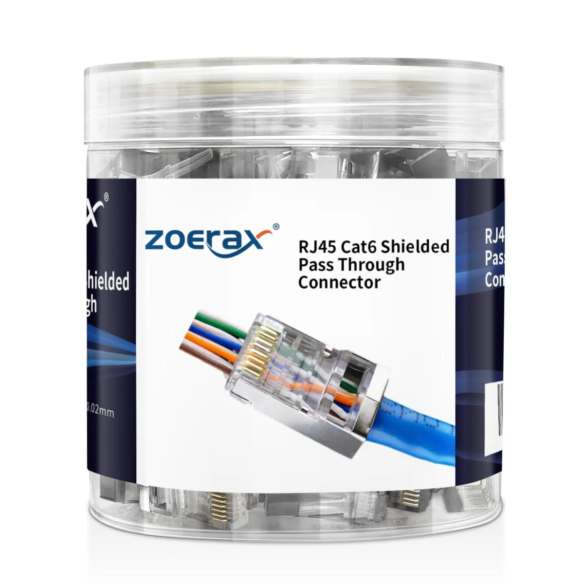  Zebra ARC6-S21-100PP 100-Pack Cat6 Shielded RJ45 Pass-Through Connectors — product photo