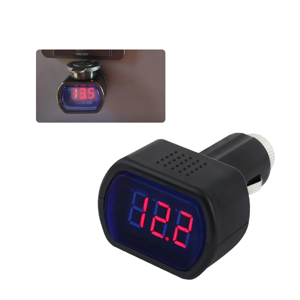 Car LED Cigarette Lighter Voltage Meter 12V 0.1A Digital Display — product photo