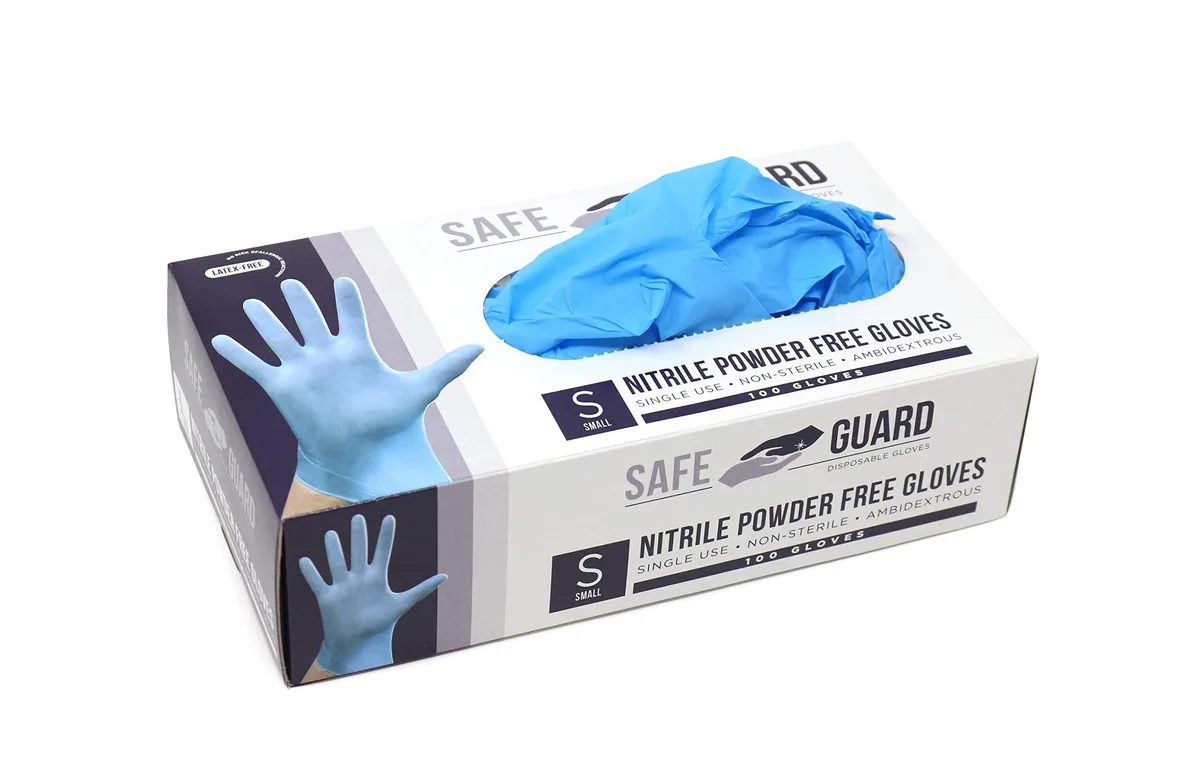  Safeguard SYNCHKG063325 nitrile gloves, small, blue, 100 count — product photo