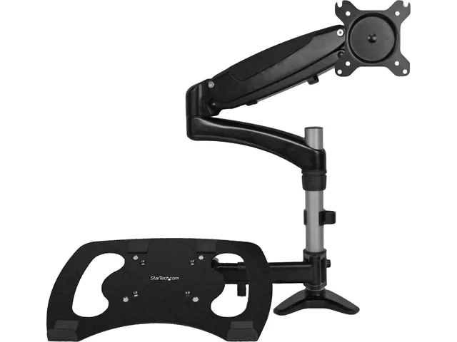 STARTECH STARTECH ARMUNONB Monitor Arm with Laptop Tray Silver Black — product photo