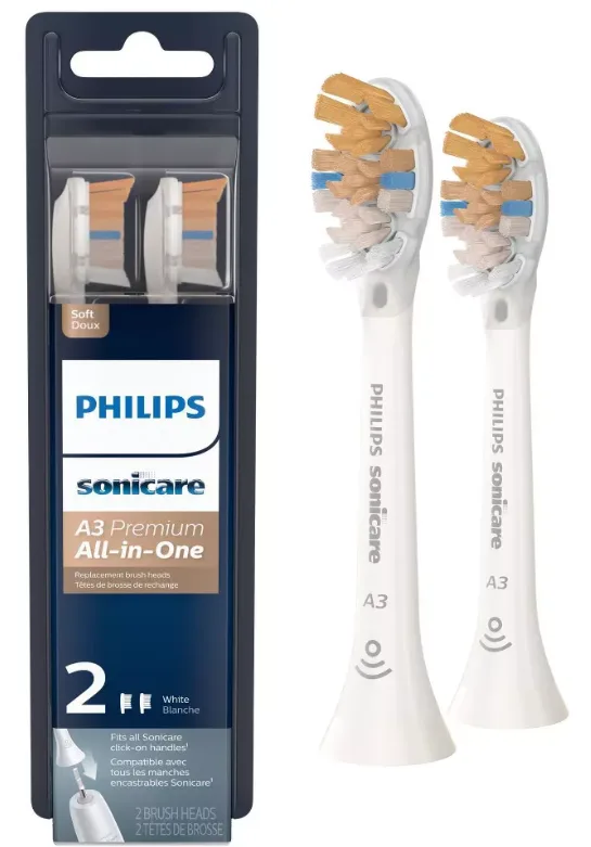 Sonicare Sonicare HX9092/65 Premium All-in-One (A3) brush heads, white 2-pack oral care — product photo