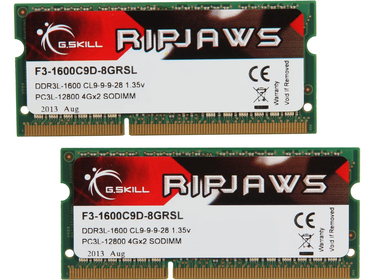 G.SKILL G.SKILL F3-1600C9D-8GRSL 8GB (2 x 4GB) DDR3L 1600 laptop RAM — product photo