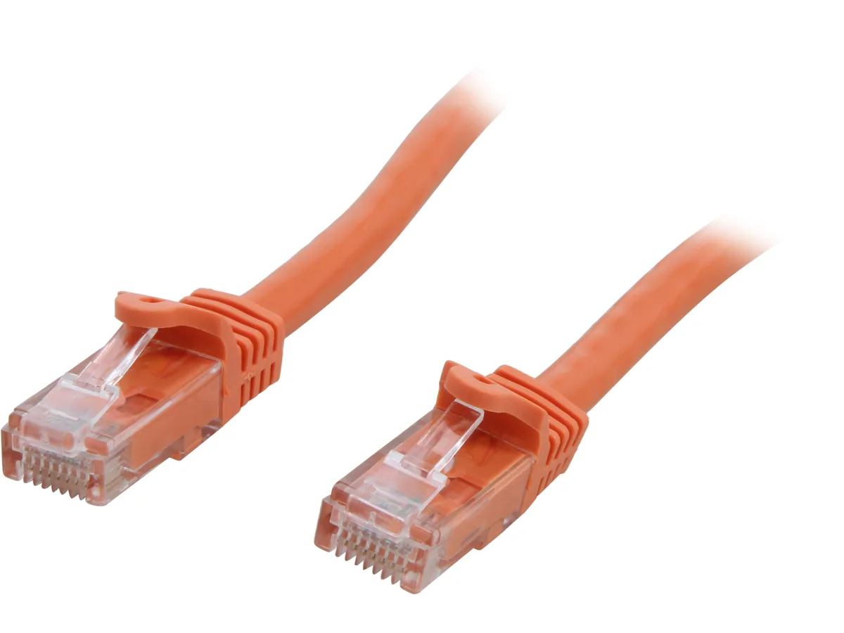 Orange Cat6 Ethernet cable 15 ft with snagless connectors