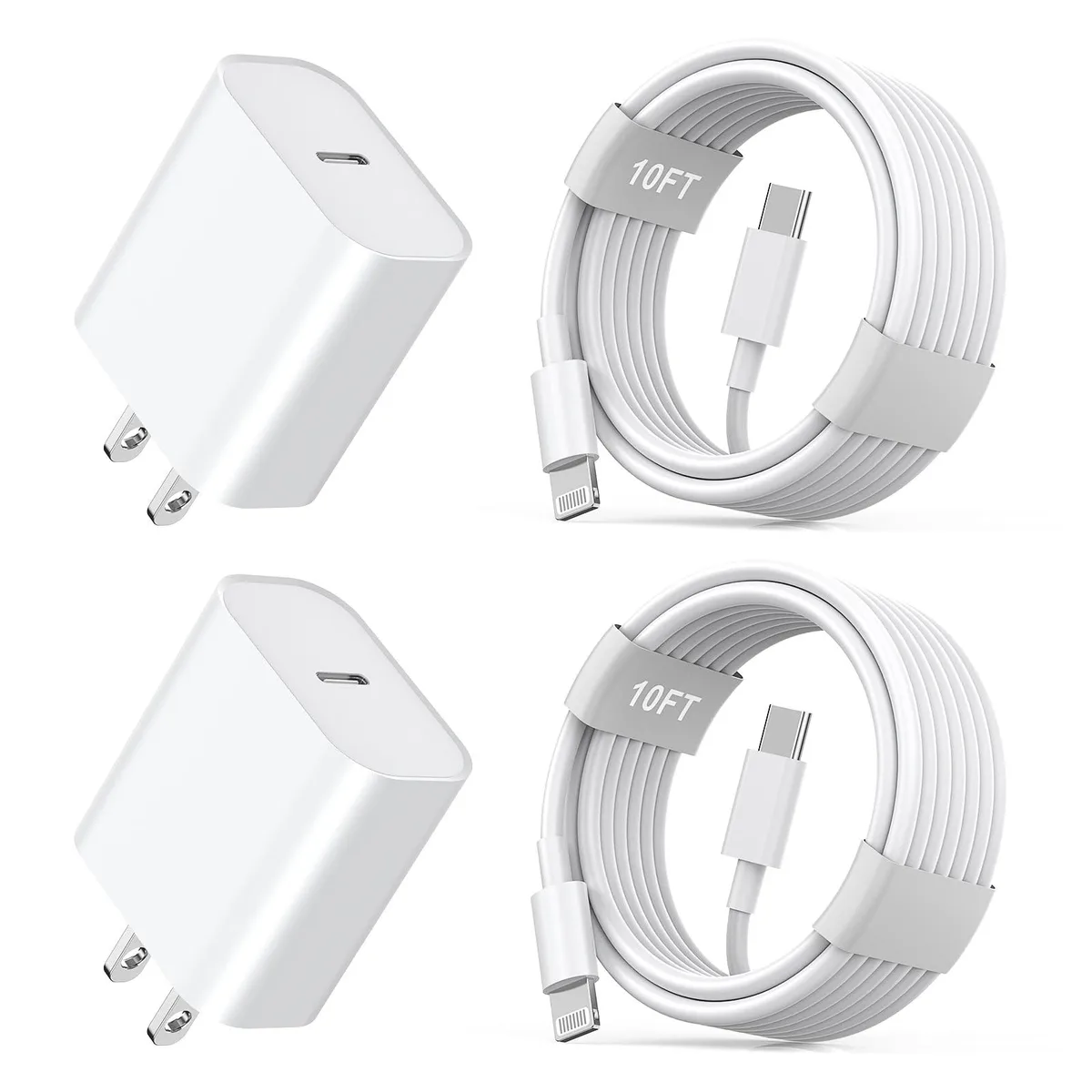  2-Pack 20W USB-C Charger with 10ft Lightning Cable — product photo