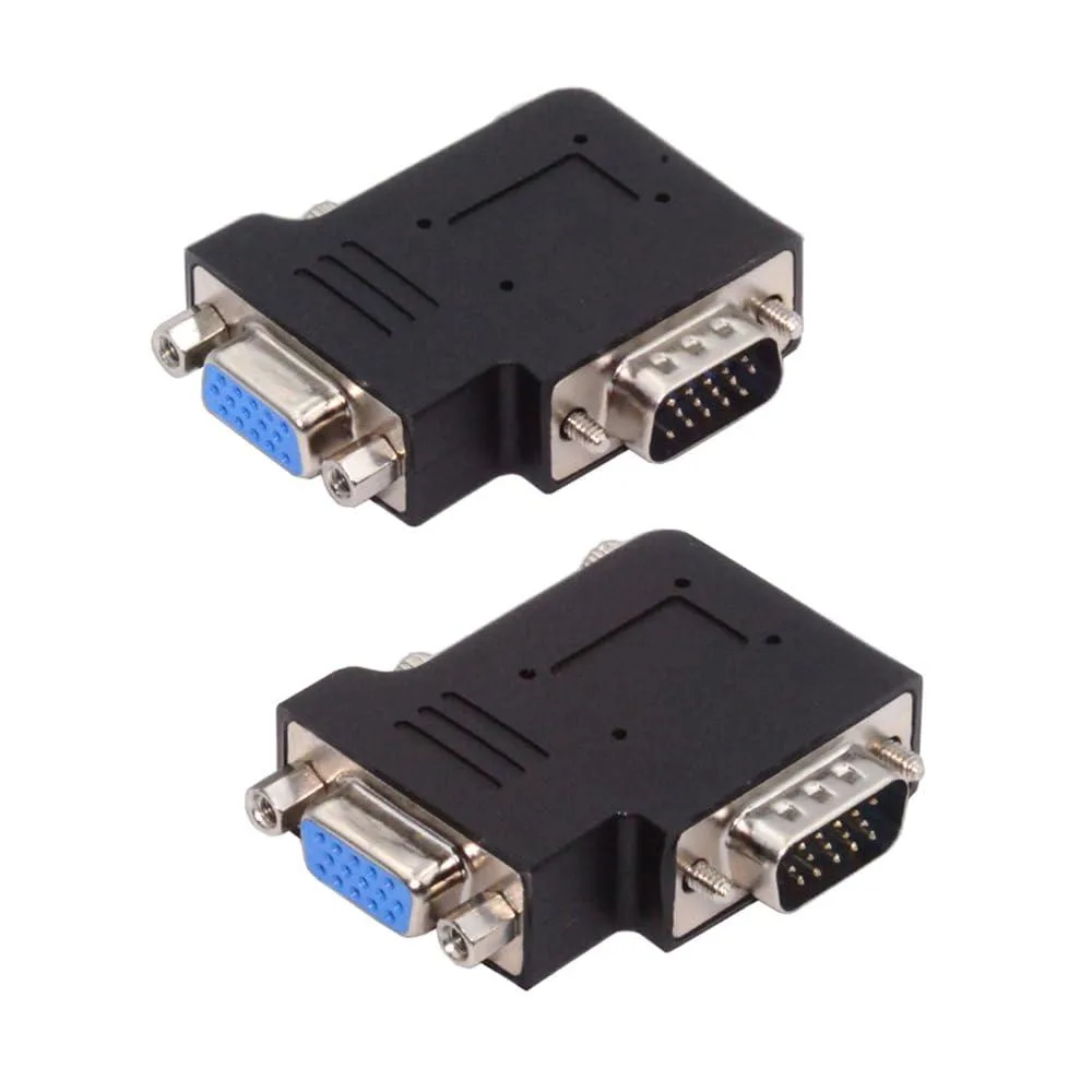 LORDWORLD LORDWORLD 2pcs 90° VGA 15Pin Male-Female Adapter 1080P@60Hz — product photo
