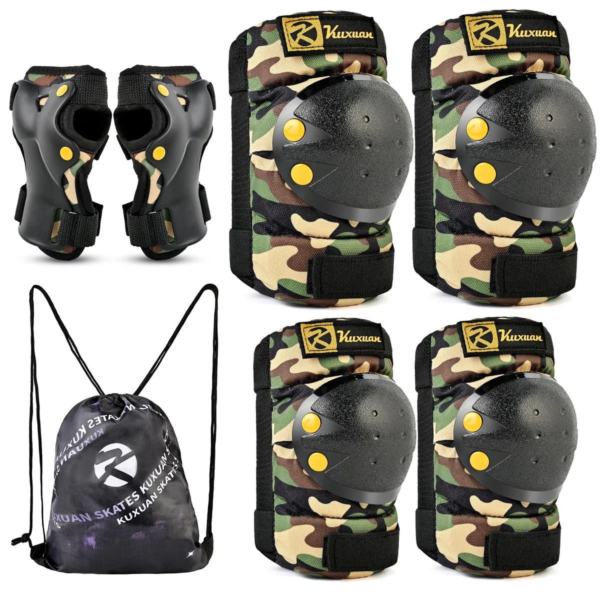  Kuxuan KX-HJ01 Skateboard Protective Gear Small Woodland Camo — product photo