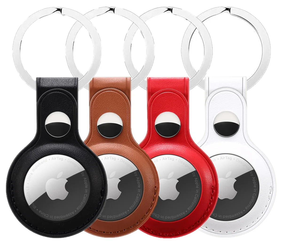 Nakedcellphone Nakedcellphone 4-PACK Vegan Leather AirTag Case with Keyring, 4 Colours, 3.5 — product photo