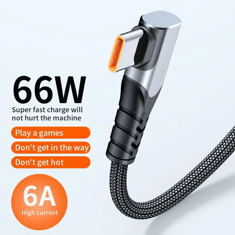 HANNORD HANNORD USB C Cable 90° Braided 66W 6A 6.6 ft Grey — product photo