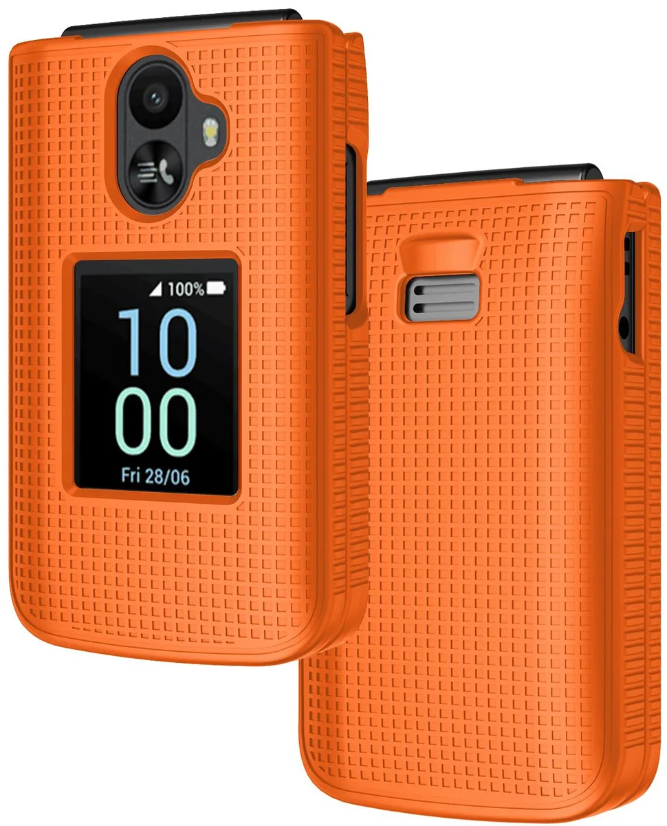 Nakedcellphone Nakedcellphone Grid Texture Hard Case for TCL Flip 3 (2024, T435) - Bright Orange — product photo
