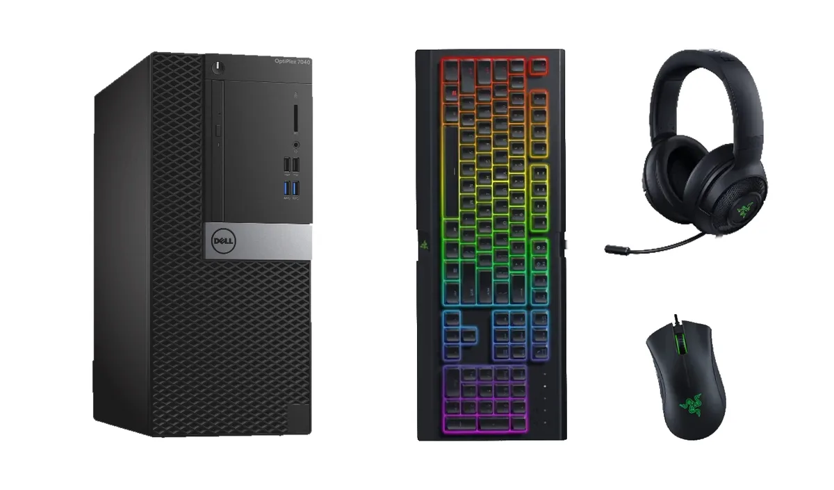 DELL DELL OptiPlex 7040 MT Gaming PC i7-6700 16GB DDR4 256GB NVMe RX 6400 4GB Razer Bundle — product photo
