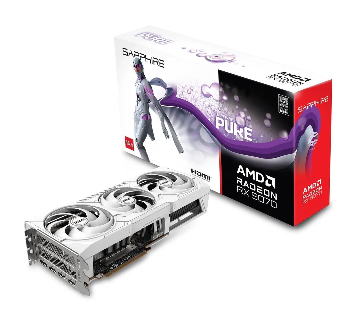 Sapphire Tech Sapphire Tech PURE Radeon RX 9070 16GB GDDR6 graphics card — product photo