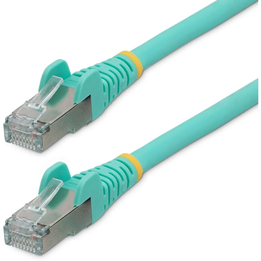 Aqua LSZH CAT6a Ethernet cable, 20ft, snagless S/FTP design