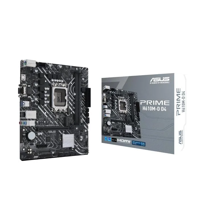 ASUS ASUS PRIME H610M-D D4 Intel H610 LGA 1700 micro-ATX motherboard DDR4 PCIe 4.0 M.2 slot Realtek 1 Gb Ethernet — product photo