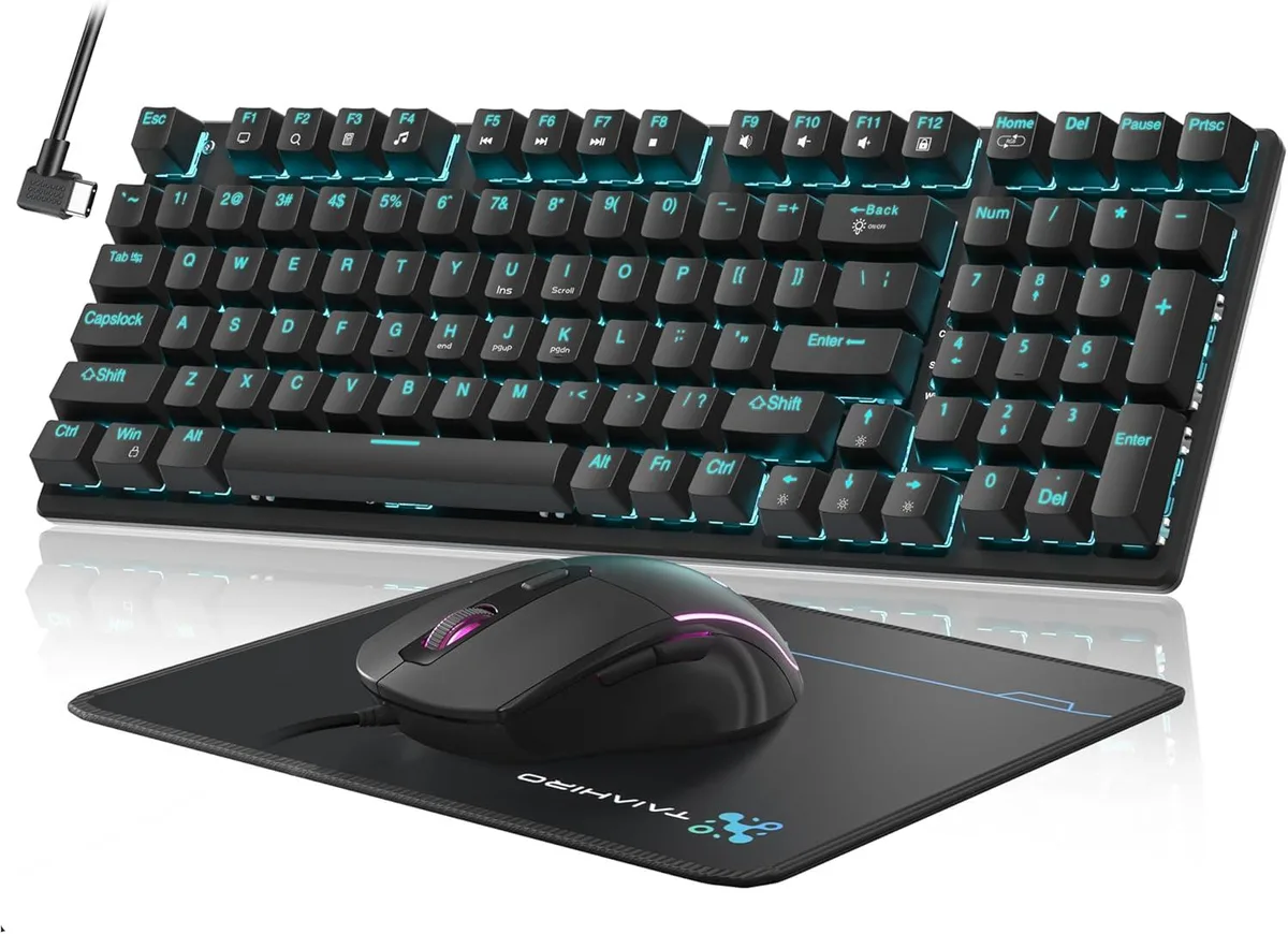 BFKK BFKK 98-Key Mechanical Gaming Keyboard &amp; Mouse Set, Black — product photo