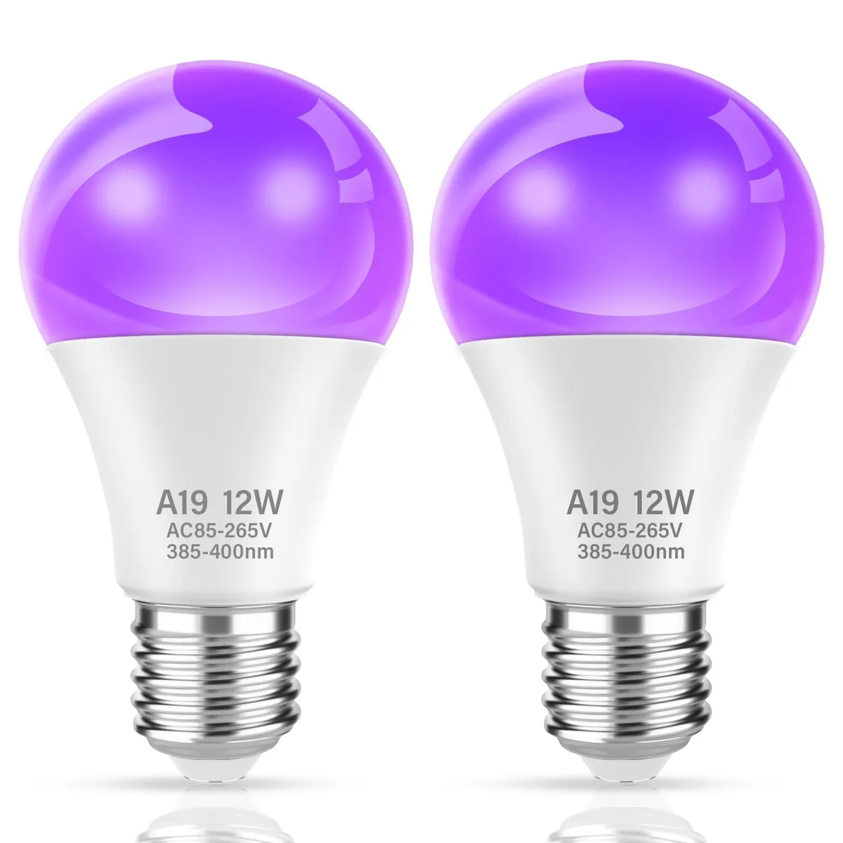  TAIYALOO 12W A19 UV Black Light Bulb E26 385-400nm 2 Pack — product photo