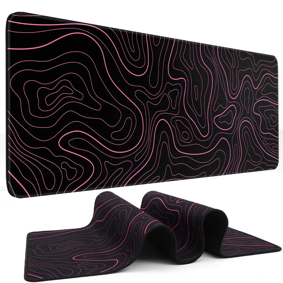 KEHIPI KEHIPI Mouse Pad 31.5 x 11.8 in Red Topographic Line — product photo