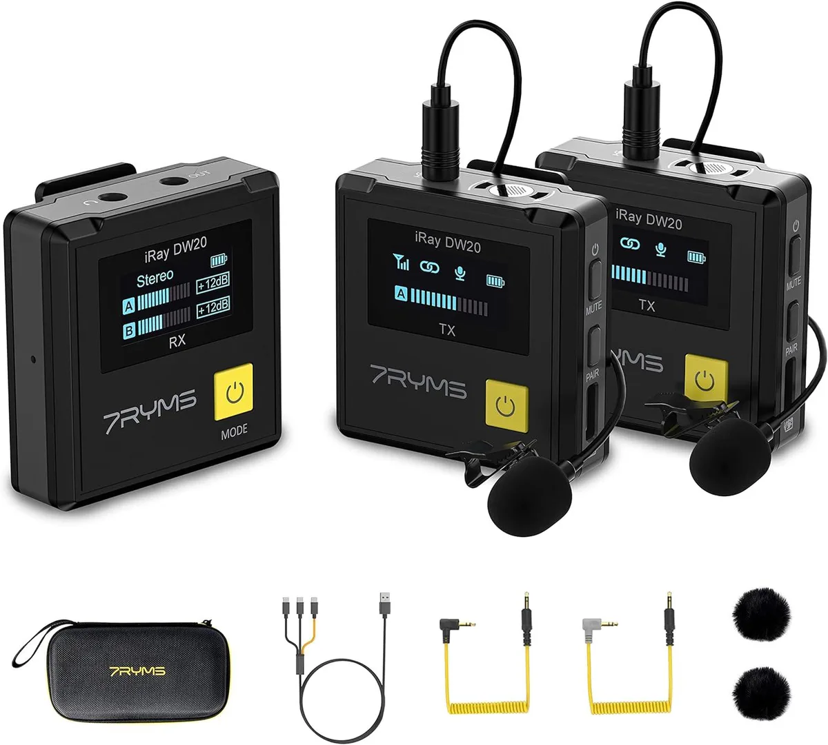 7ryms 7ryms iRay DW20 Wireless Lavalier Microphone 2.4 GHz 328 ft range — product photo