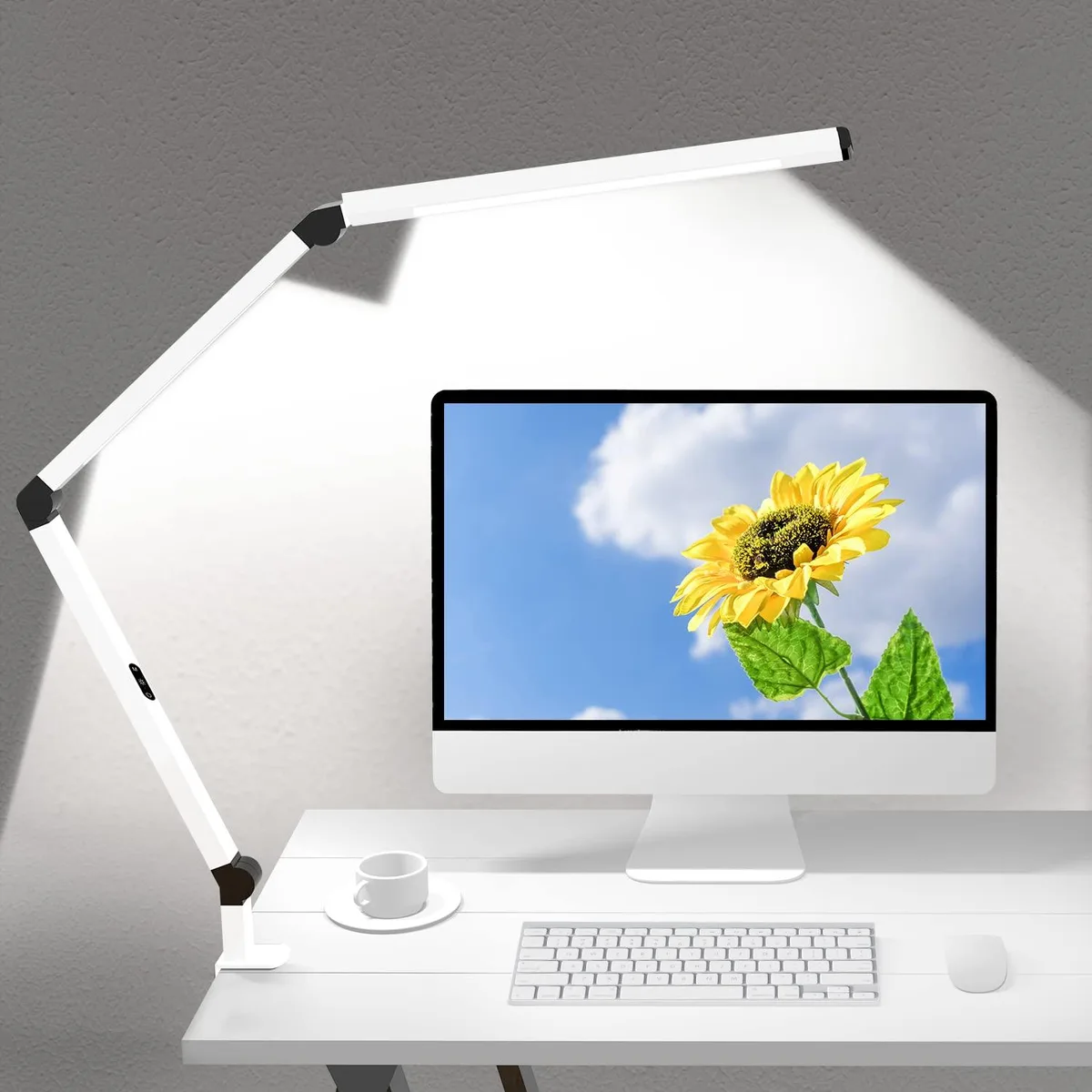 DNBeffulgent DNBeffulgent Dual LED Desk Lamp Clamp 12W 46in 2 Arms 4 CCT 5 Levels Touch Timer Memory — product photo