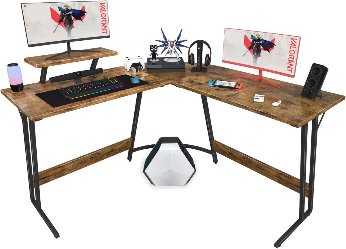 PISKEKAT PISKEKAT L-Shaped Gaming Desk 51 Inch Classical Brown — product photo