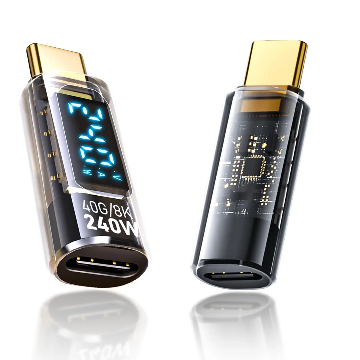 BENACES 003 USB C Converter 40Gbps 240W Power Meter Transparent 2Pack — product photo