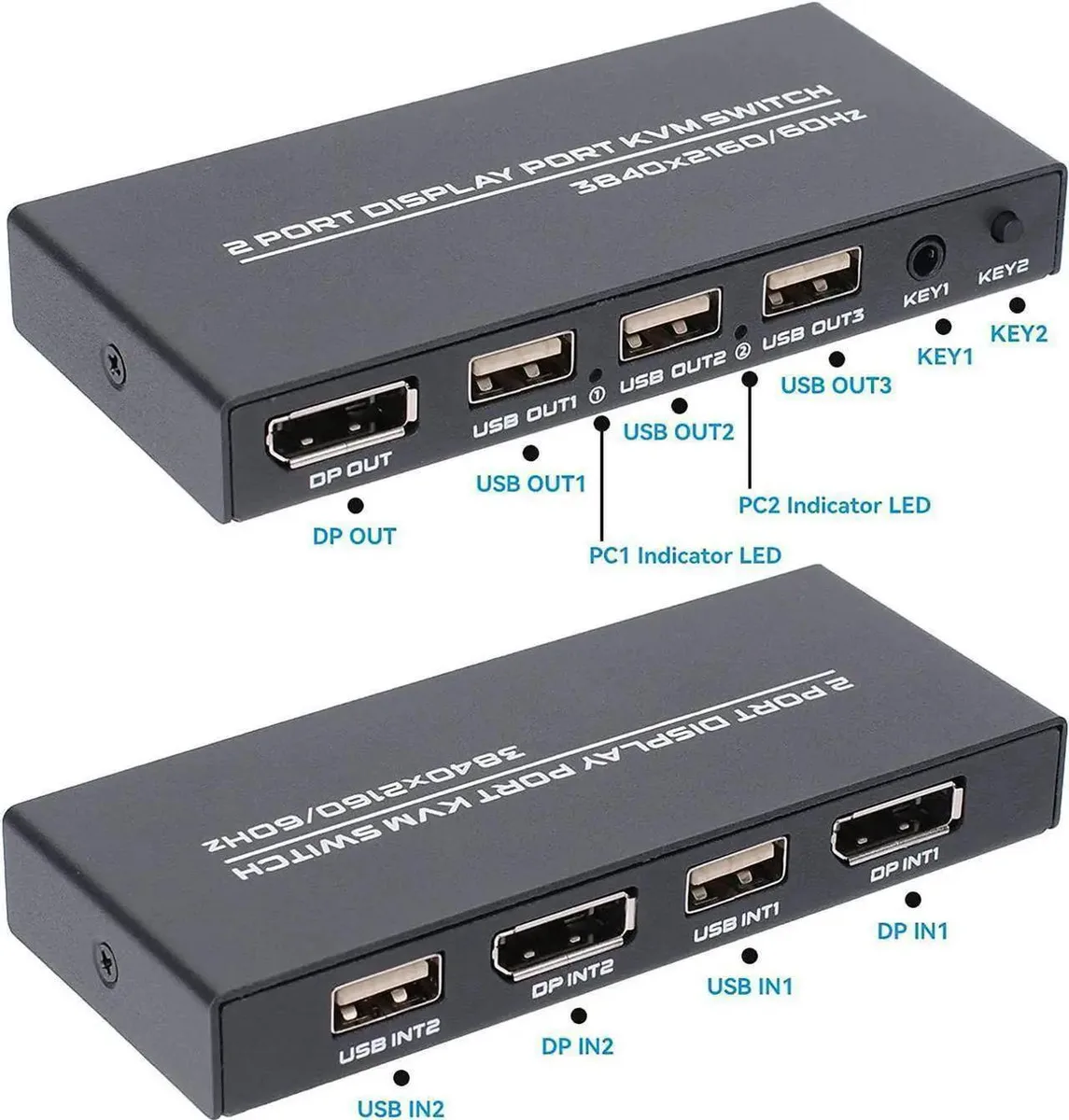 Vszerda Vszerda 2-Port DisplayPort KVM Switch 4K 60Hz with Cables — product photo