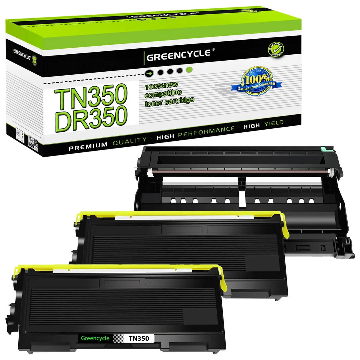 GREENCYCLE GREENCYCLE TN350 DR350 toner cartridge and drum unit set (2 toner, 1 drum) — product photo