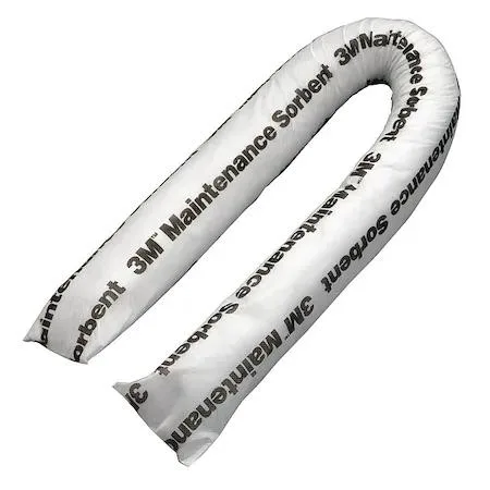 Yellow 3M P-200 absorbent boom, 4 ft long, 3 in diameter, pack of 12