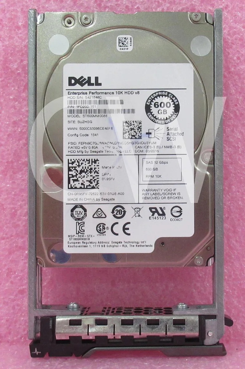 DELL DELL ST600MM0088 600GB 10000RPM 12Gb/s SAS 128MB 2.5" internal hard drive with R Series Caddy — product photo