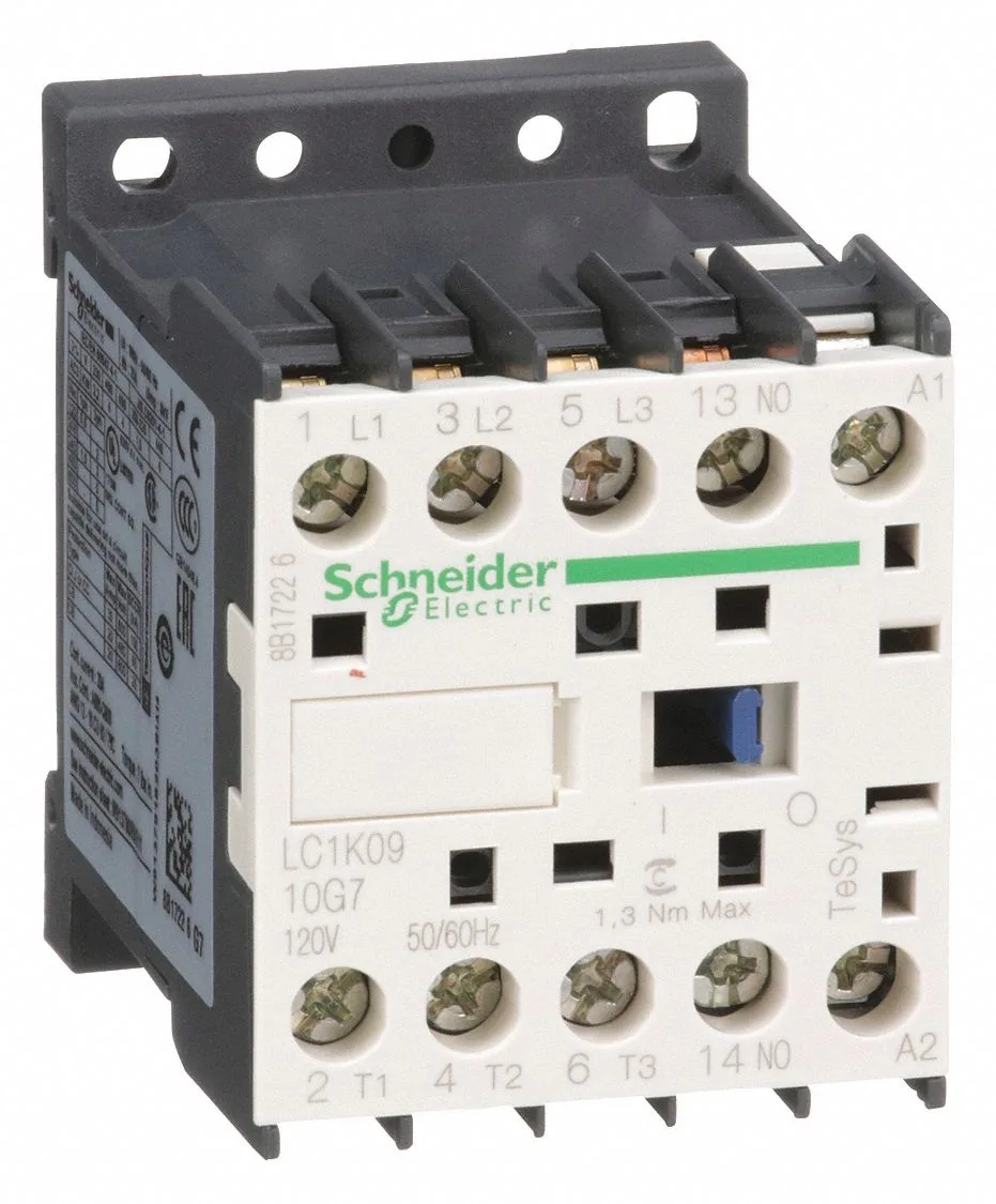 Schneider Electric Schneider Electric LC1K0910G7 120V AC Miniature Magnetic Contactor 1NO 9A — product photo