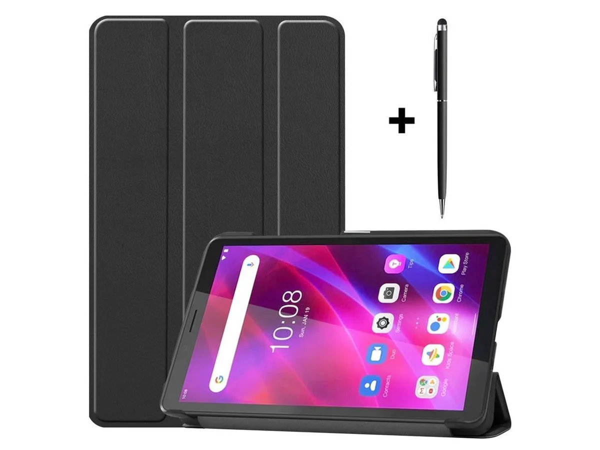 Black protective case with flip cover and stylus for 7 inch Lenovo Tab M7