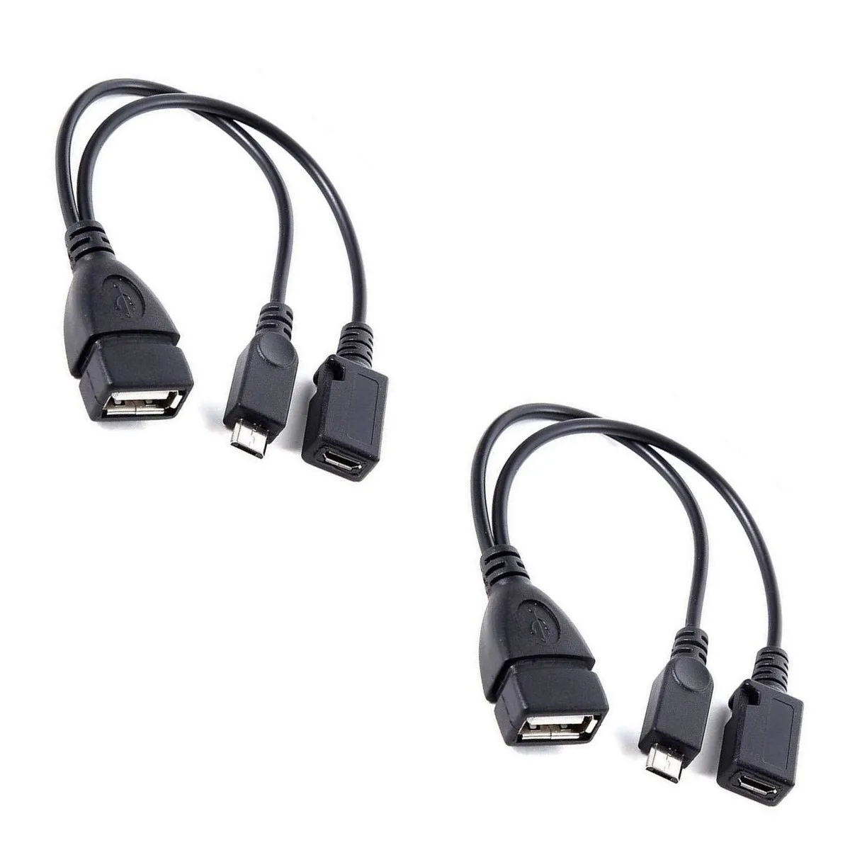 BUCIER BUCIER 2-Pack OTG Cable Adapter Micro USB White 6-inch — product photo