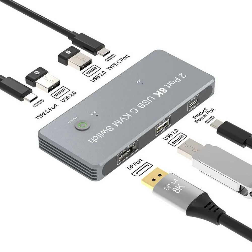 LUOM LUOM TJ-A0126 2-Port USB-C KVM Switch 8K@60Hz DP 1.4 — product photo