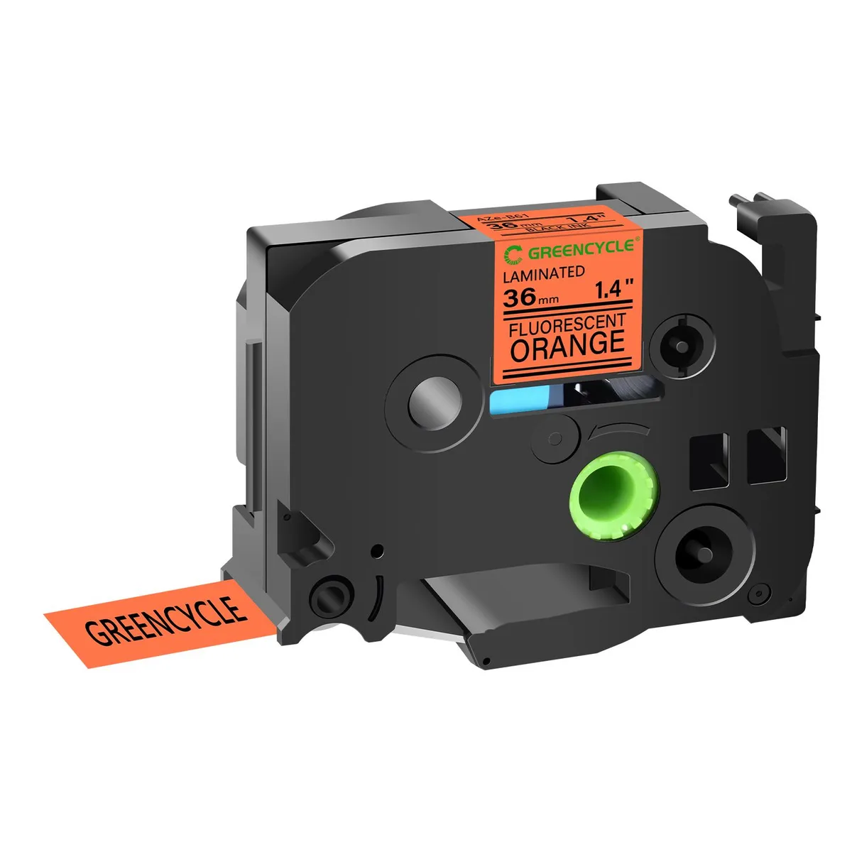 GREENCYCLE GREENCYCLE TZe-B61 Label Tape 36mm Black on Fluorescent Orange 20 Pack — product photo