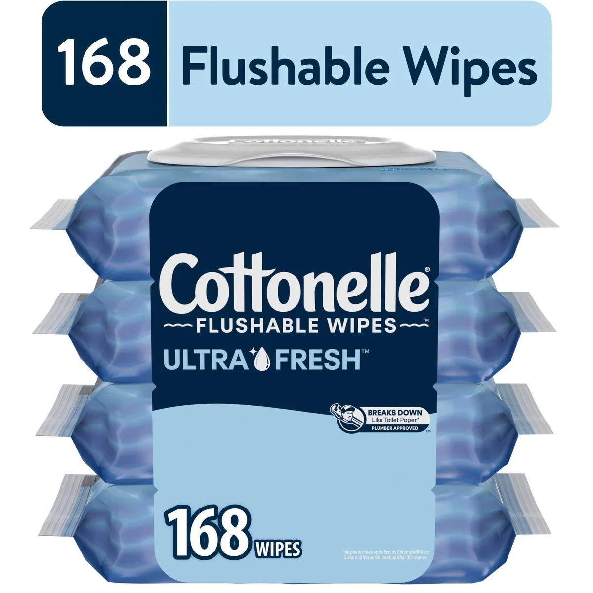 Cottonelle Cottonelle Ultra Fresh Flushable Wet Wipes 168 Count 4 Packs Feminine Care — product photo