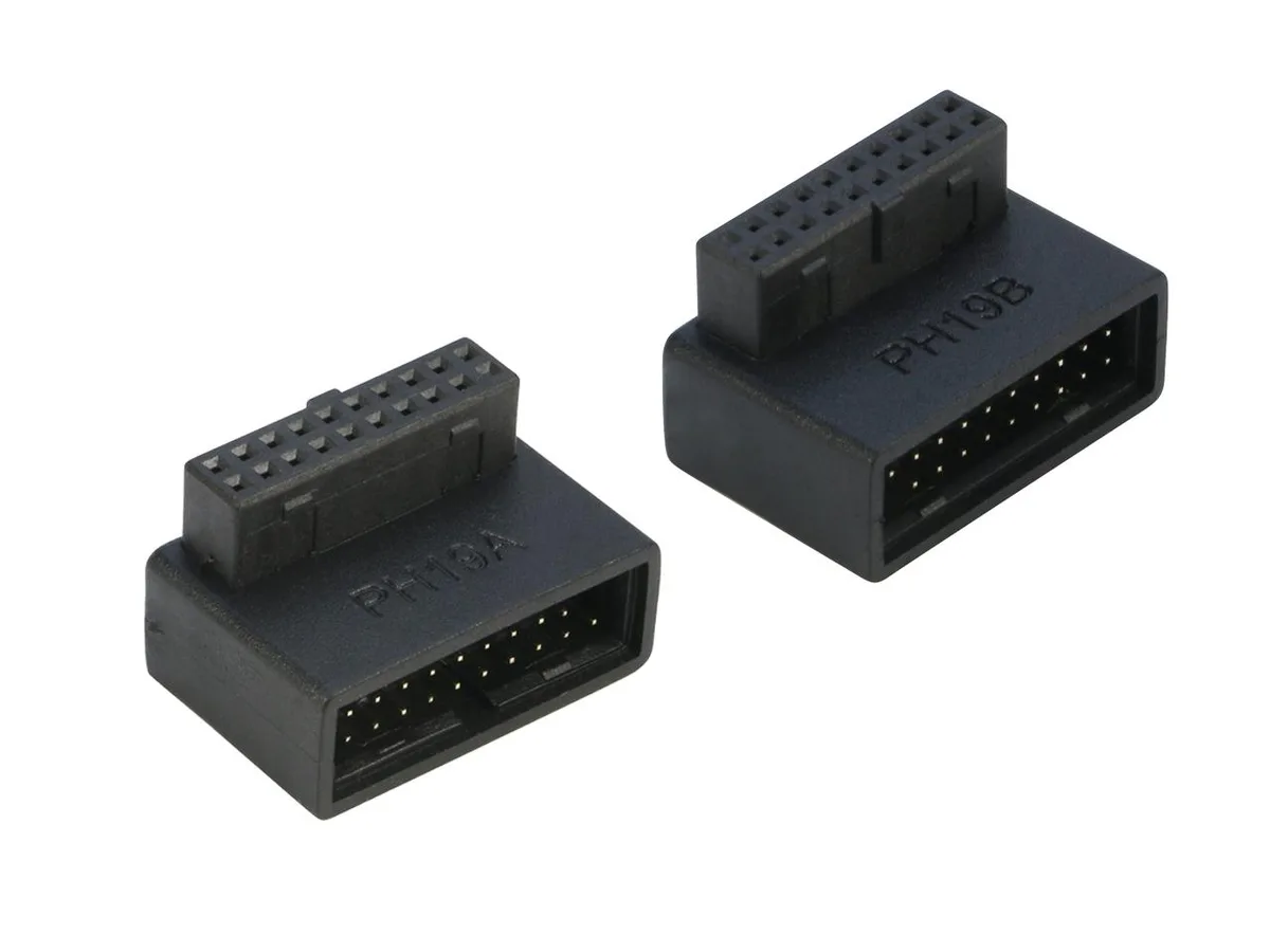 RIITOP RIITOP USB 3.0 19/20-pin 90° Header Adapter Black 2-Pack — product photo