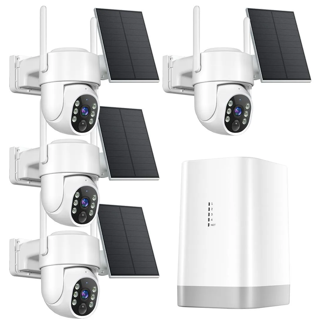 Picturesky Picturesky 4-Pack 4MP Solar Wireless Surveillance with 4-Channel Base Station &amp; 128GB TF Card — product photo
