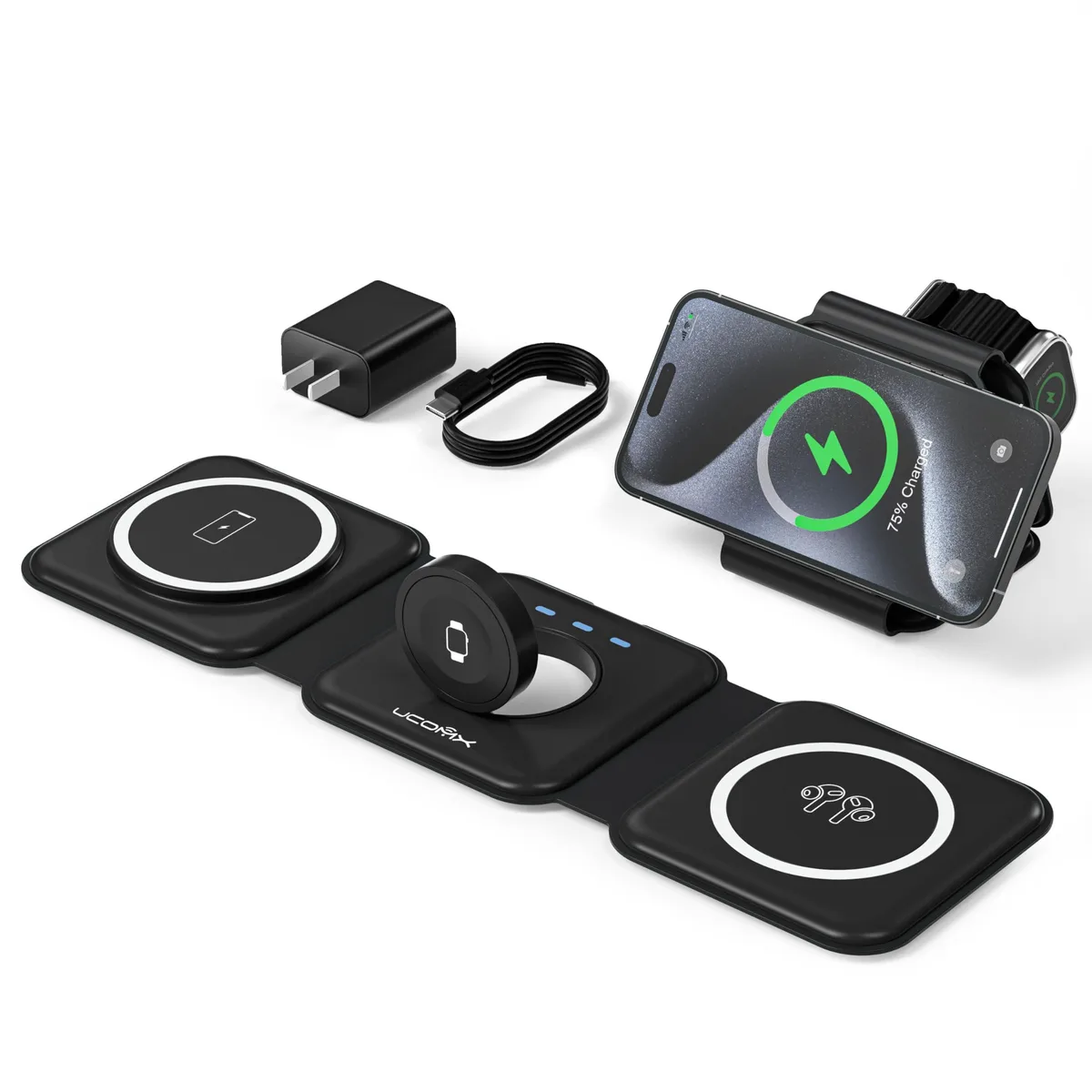  UCOMX A151 3-in-1 Wireless Charger Black 20W — product photo
