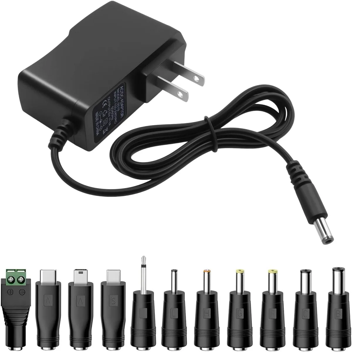 BASEUS BASEUS 5V 1A Universal AC Adapter 11 Tips 5.5x2.1mm 5FT — product photo