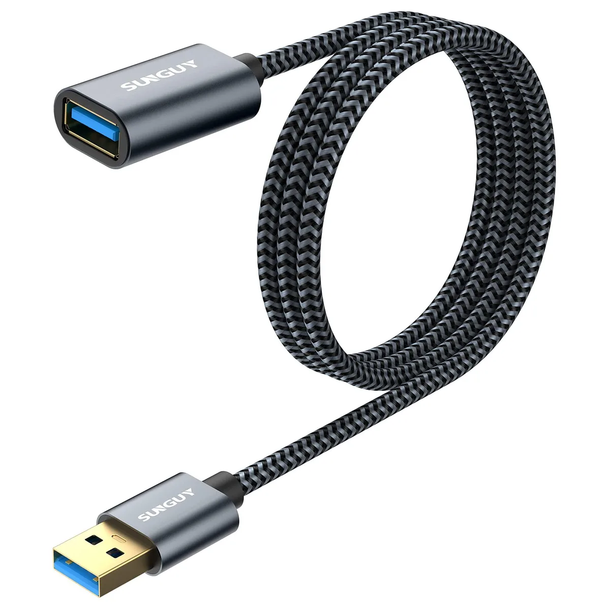No Sew No Sew USB 3.0 Extension Cable Male to Female 3FT 5Gbps Grey Braided — product photo