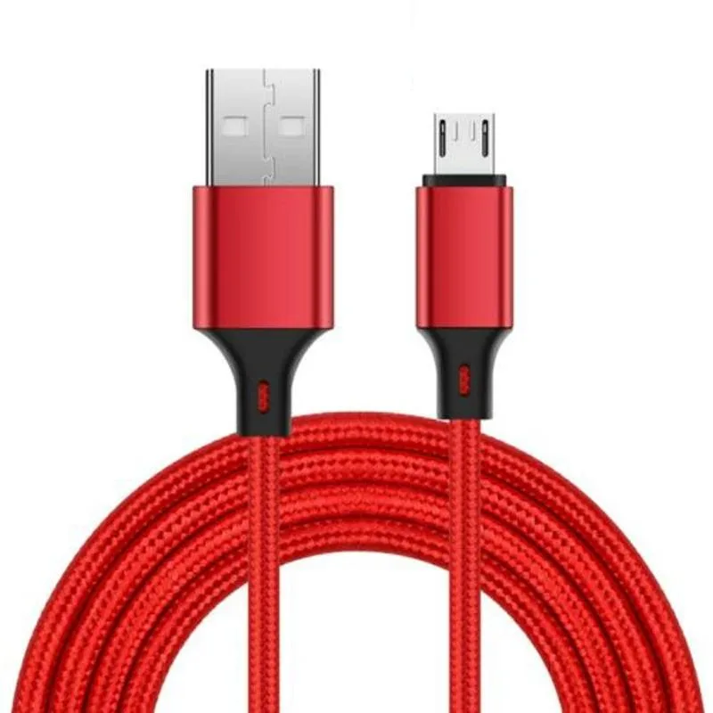 Hetai Tech Hetai Tech USB cable Micro USB to USB A 2 A braided .5 m 1 m 2 m 3 m red 2 pack 3 pack — product photo