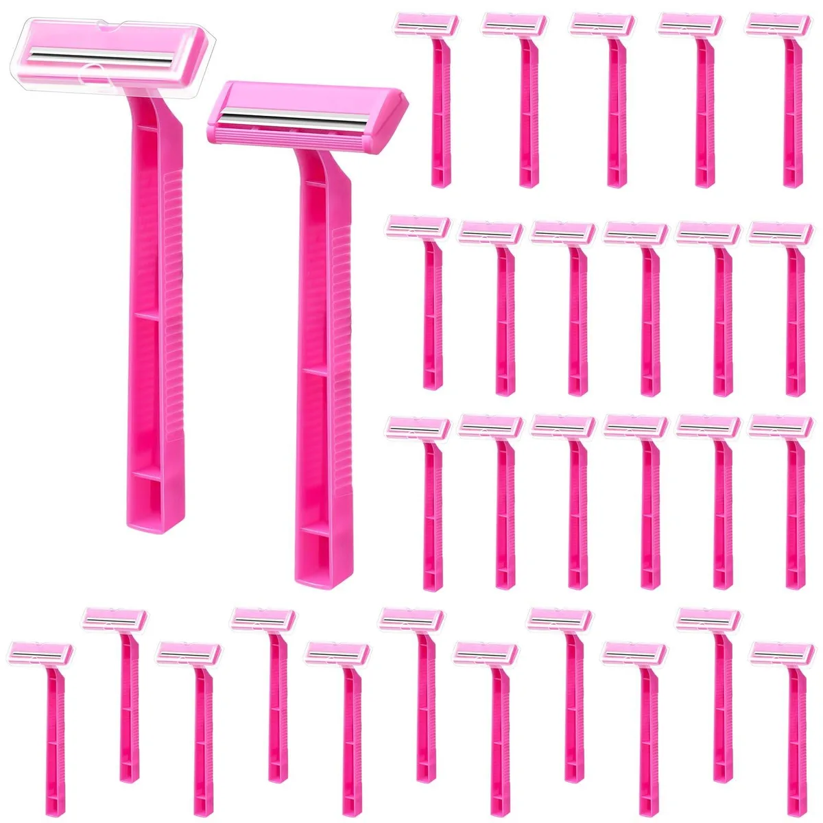 Pink twin-blade disposable razors, 30-count pack